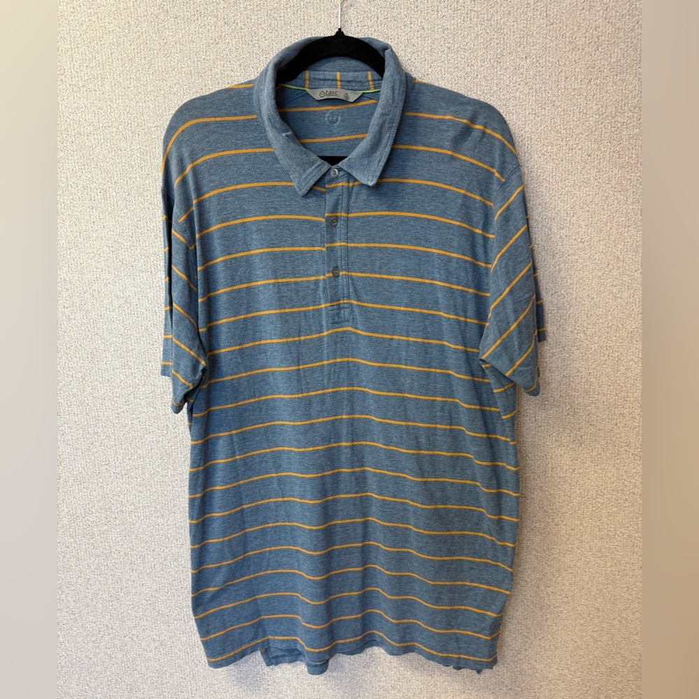 Tasc Performance Men Size XL Gray yellow‎ short sleeve Polo Organic Cotton Blend